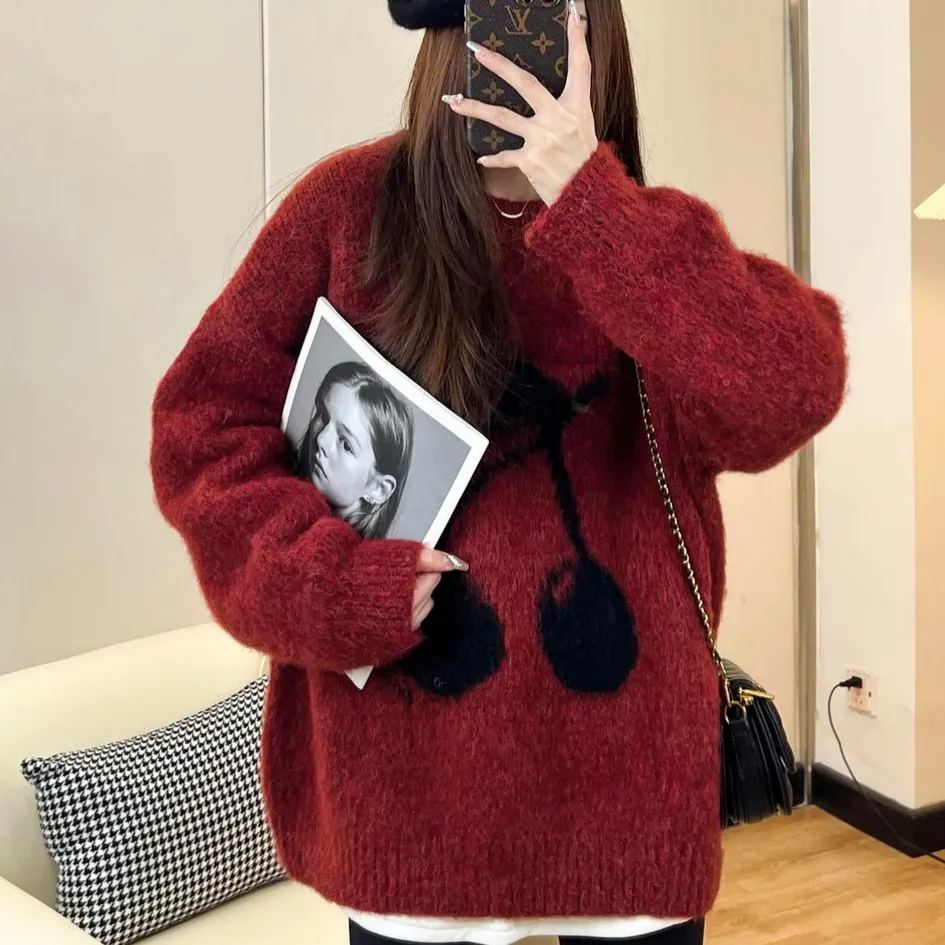 軟糯慵懶風時尚甜美减齡寬鬆針織衫