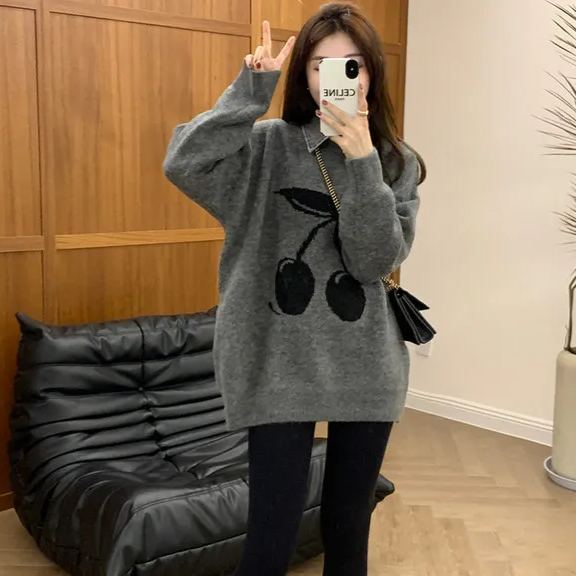 軟糯慵懶風時尚甜美减齡寬鬆針織衫