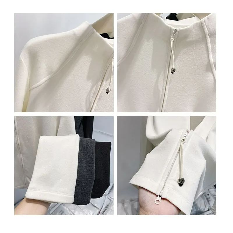 半高領德絨顯瘦修身拉鏈開衫外套