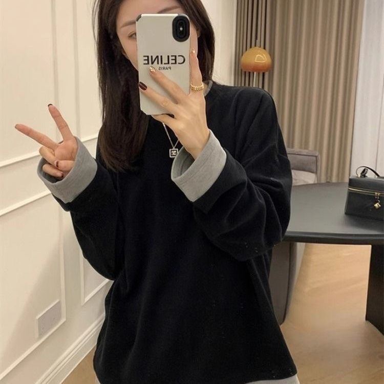 中長款慵懶風溫柔百搭寬鬆遮肉保暖德絨上衣