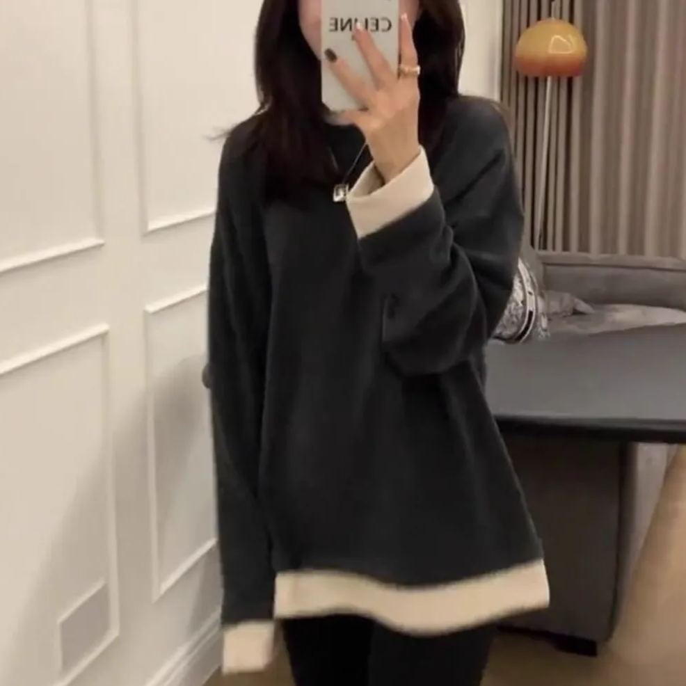 中長款慵懶風溫柔百搭寬鬆遮肉保暖德絨上衣