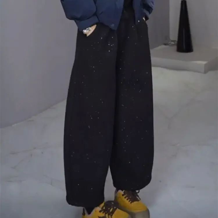 時尚高級極簡風休閒顯瘦不挑腿型九分闊腿褲