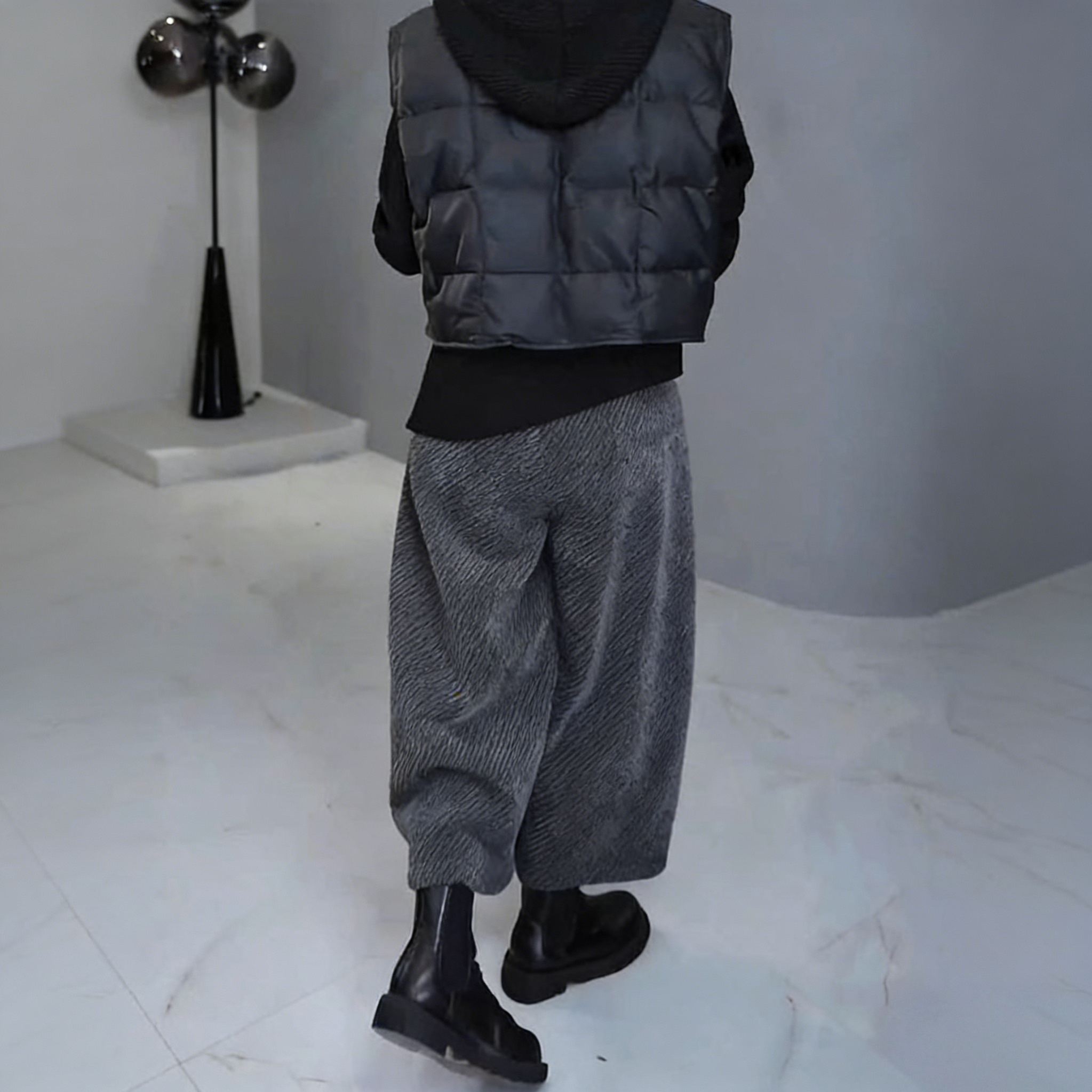 時尚高級極簡風休閒顯瘦不挑腿型九分闊腿褲