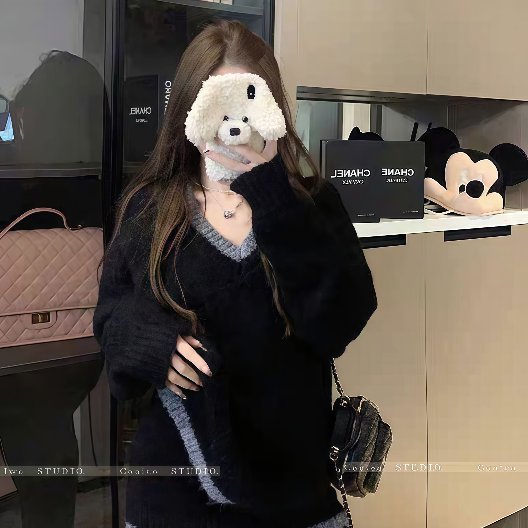 【整套】美拉德氛圍感小香風寬鬆毛衣+韓系辣妹包臀短裙兩件套