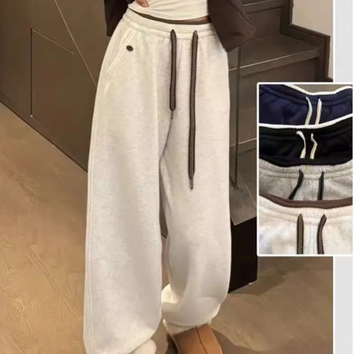 新款韓系元氣拼色休閒運動顯瘦雪地褲