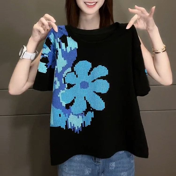 時尚休閒百搭重工修身顯瘦純棉短袖T恤