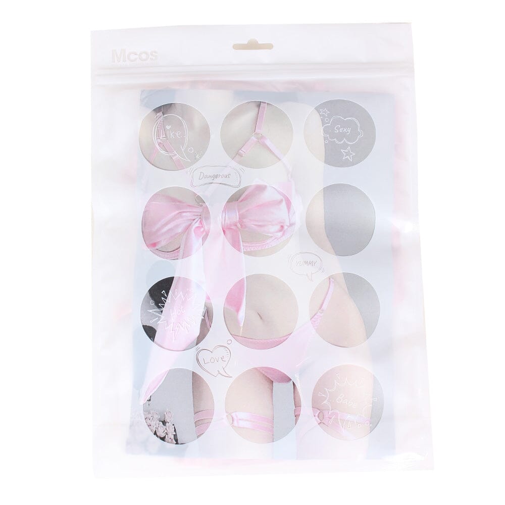 粉紅甜心 蝶蝴結鏤空情趣內衣套裝-HaloBless