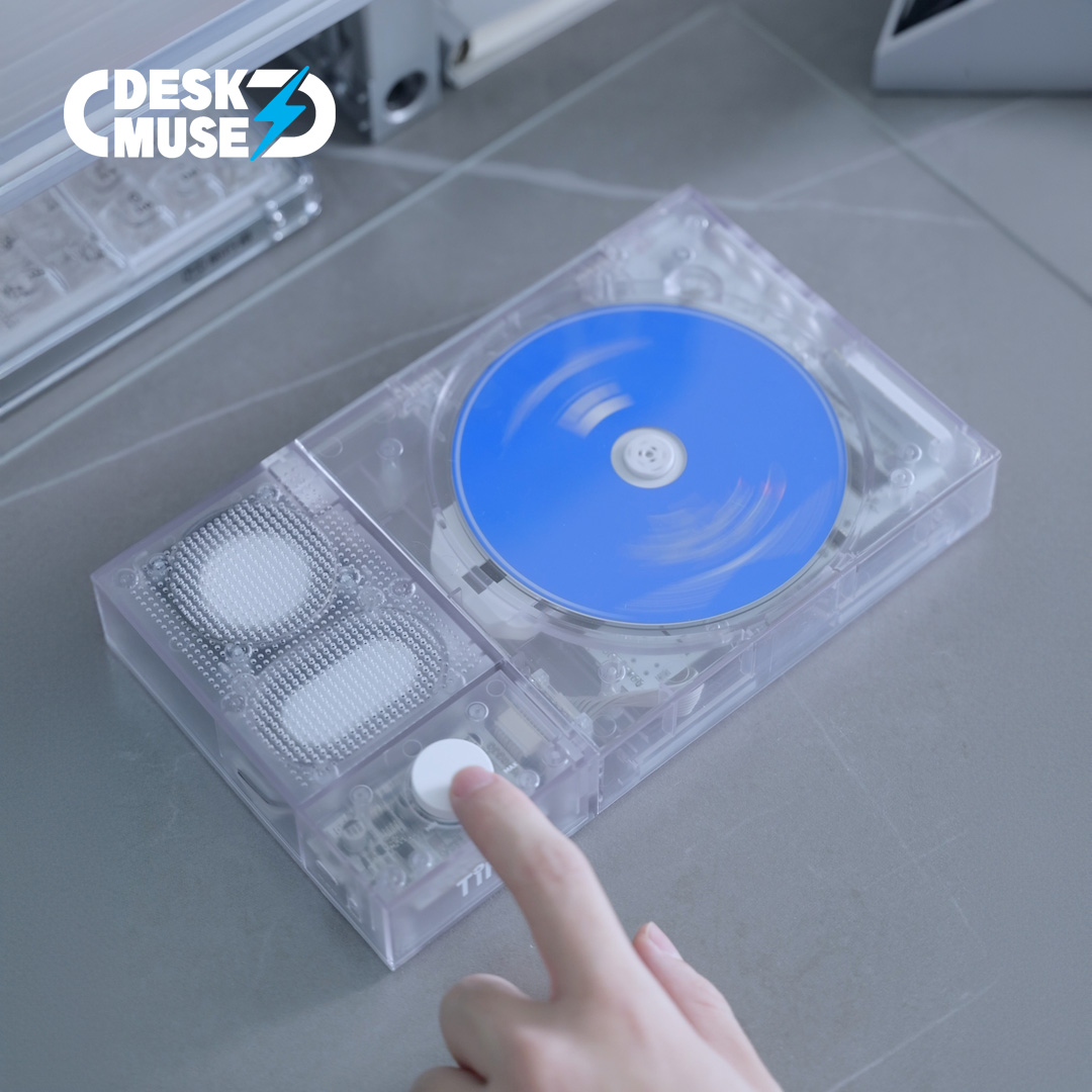 DeskMuse Design shop | TINYL SPLIT Soft Mist White Hi-Fi CD Player Album Player Bluetooth CD Player Retro Disc Player