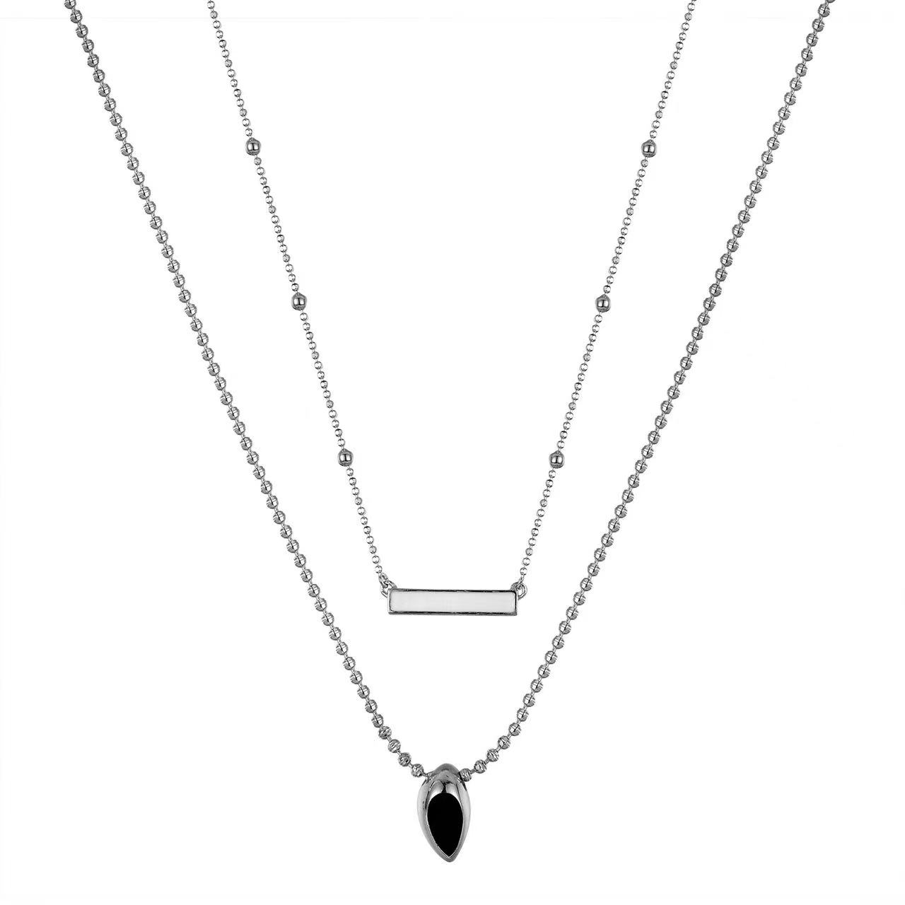 black and white necklace、silver choker necklace、dainty silver necklace