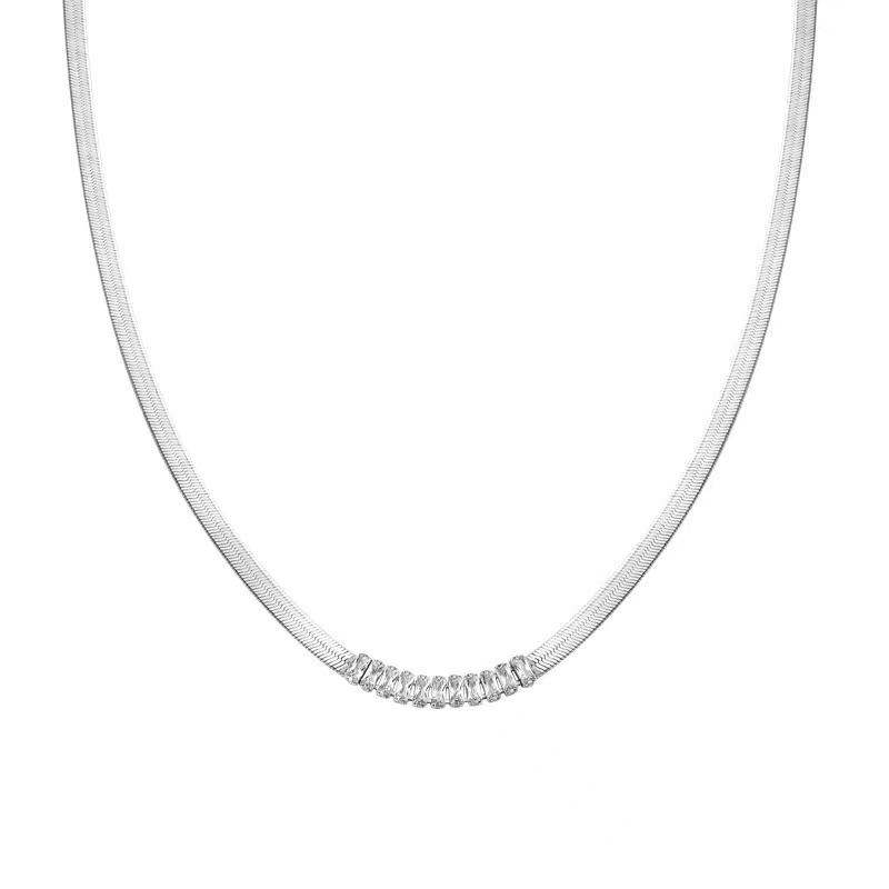Snake Bone Necklace、silver statement necklace