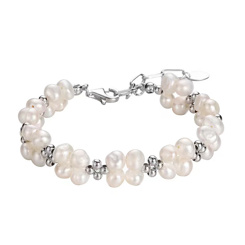 Baroque pearl bracelet,silver bracelets,silver chain bracelet,925 sterling silver bracelet