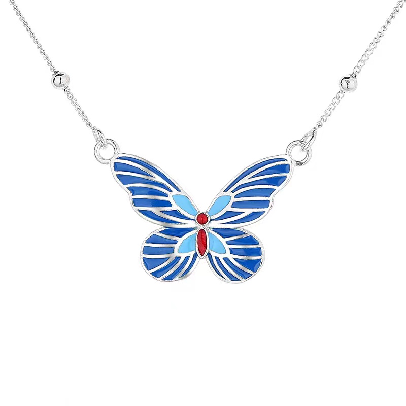 silver butterfly necklace,butterfly necklaces,blue butterfly necklace