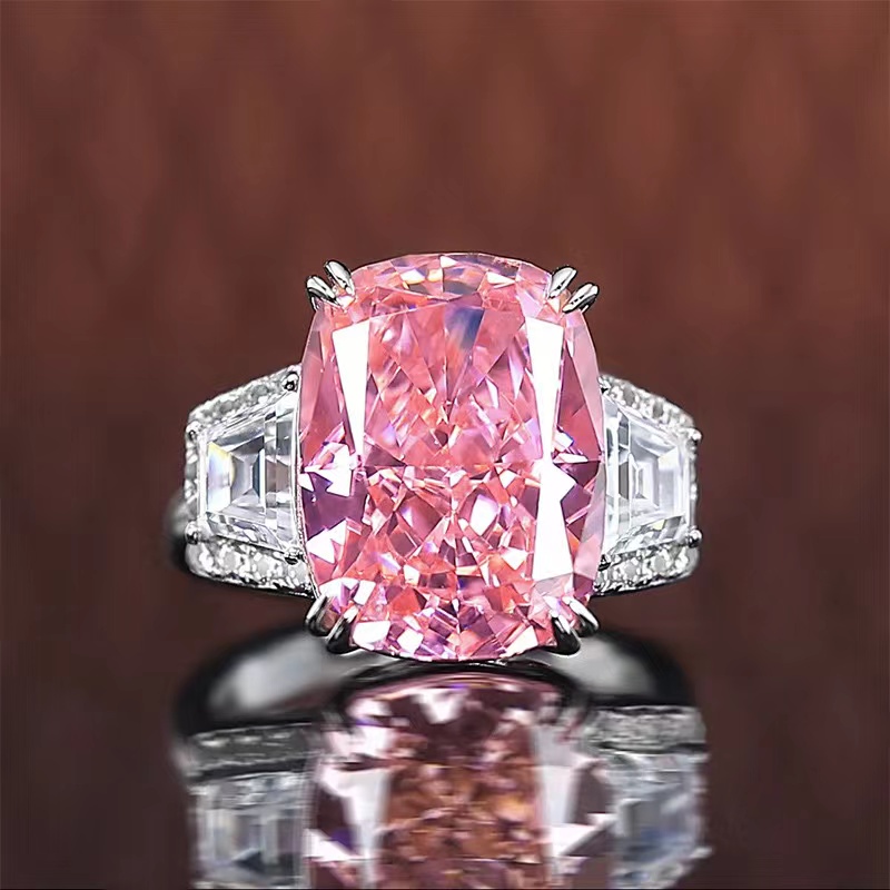 pink wedding ring,pink diamond wedding ring,925 sterling silver rings