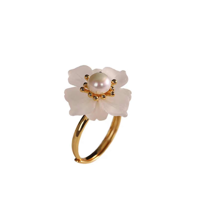 Flower Ring,flower rings,silver pearl ring
