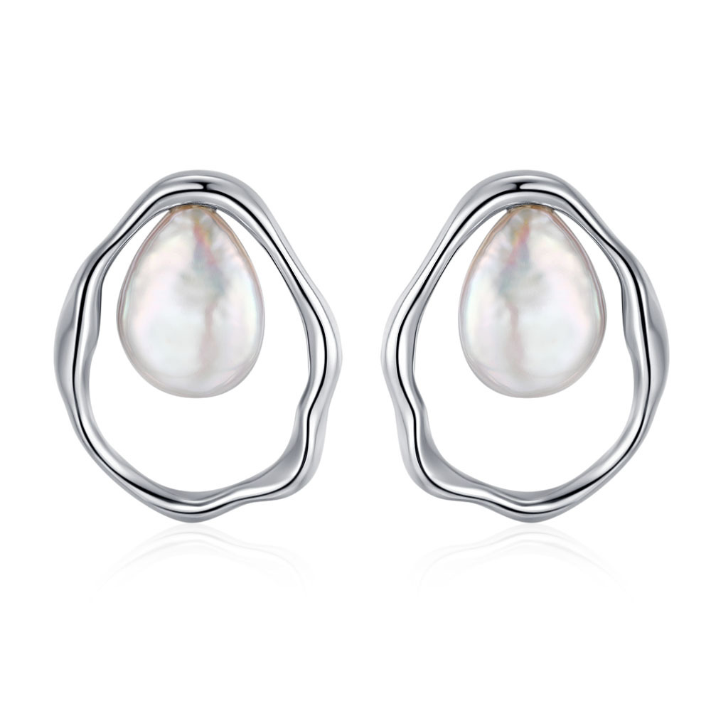 S925 Sterling Silver Baroque Pearl Drop Earrings,baroque pearl earrings,baroque pearl drop earrings