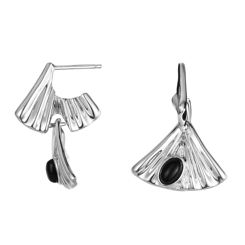 Voguebling S925 Silver Fan-shaped Earrings for Women,sterling silver earrings,silver earrings