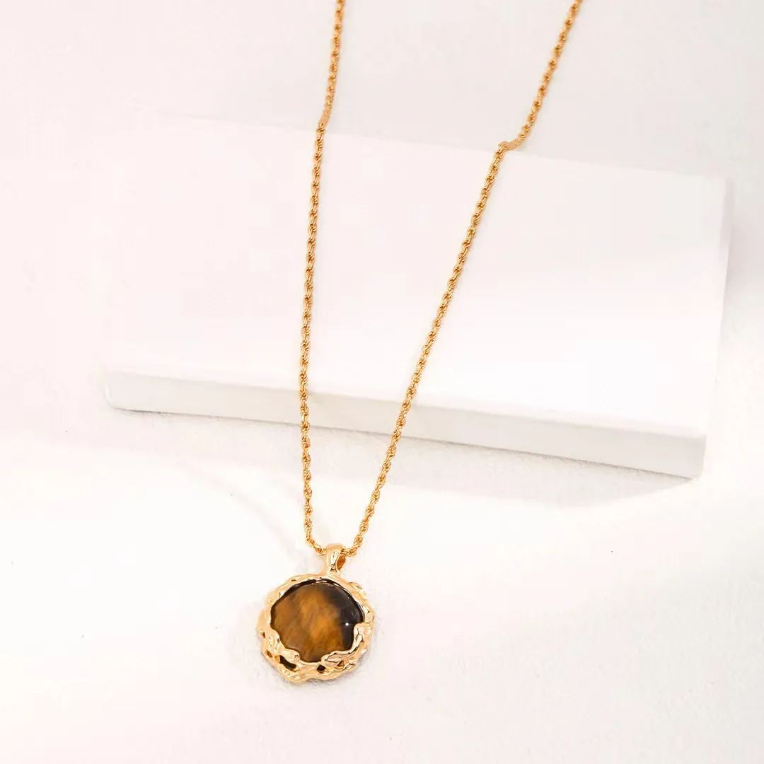 VogueBling Tiger Eye Stone Pendant Sterling Silver Necklace,silver necklace women