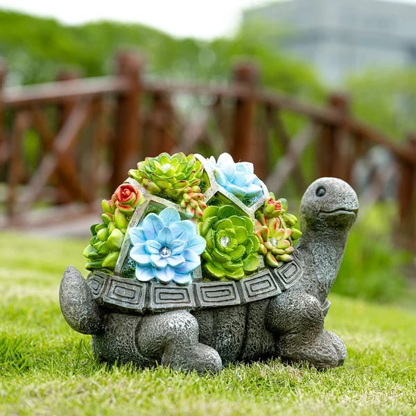 🐢Solar Succulent Turtle Yard Statue