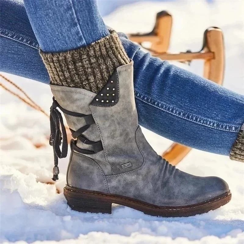 (🔥2023 HOT SALE NOW 49% OFF) - Women's Winter Low Barrel Orthotic Bow Support Wool Warm Boots-WowWoot