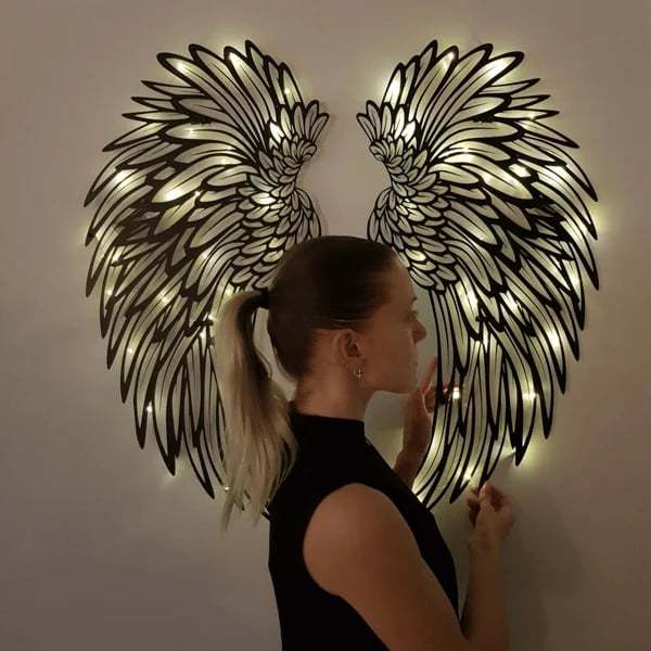✨Christmas sales -49% OFF✨1 PAIR ANGEL WINGS METAL WALL ART WITH LED LIGHTS-🎁GIFT TO HER