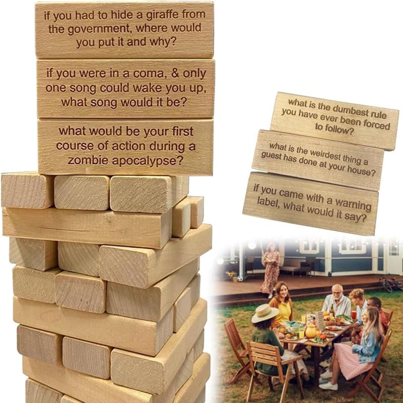 😆Ice Breaker Questions Tumbling Tower Game (54Pcs)