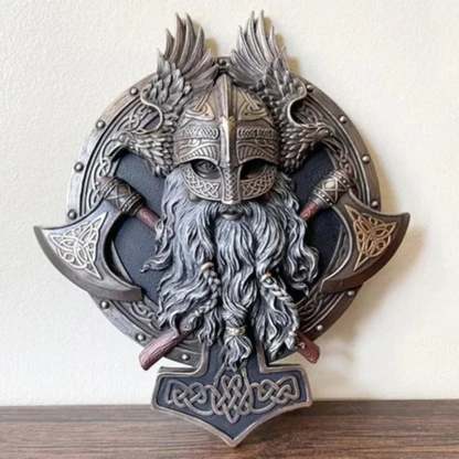 🪓Retro Viking Berserker Double Axe Wall Decorative Plaque Resin Ornaments Wall Decor Plaque🔥