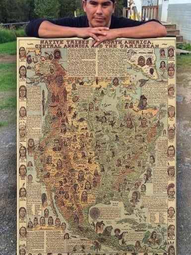 Native Tribes Of North America Map Poster (without frame)