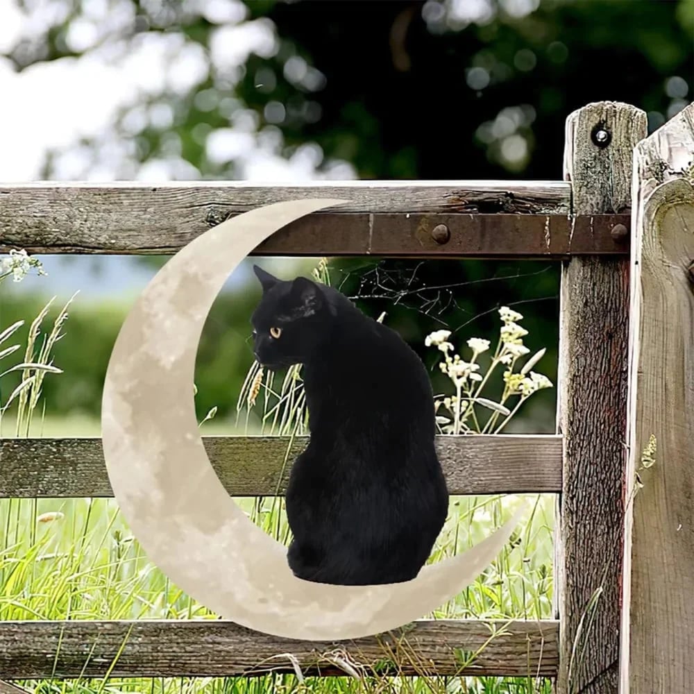 ⏰Hot Sale 49% OFF - Black Cat Moon Hanging Metal Sign-WowWoot