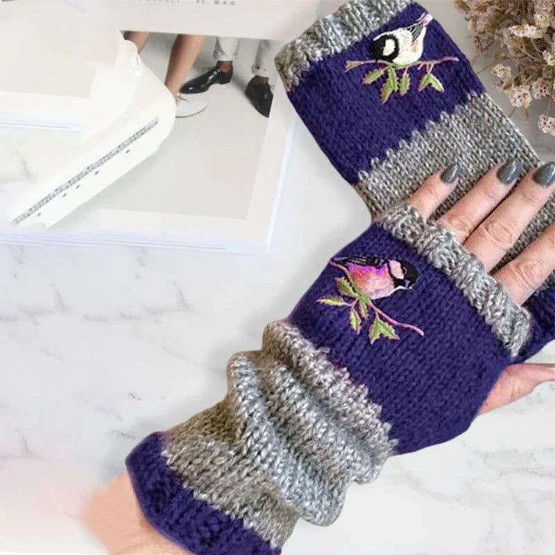 🔥BIG SALE - 49% OFF🔥🔥Warm Patchwork Embroidered Gloves