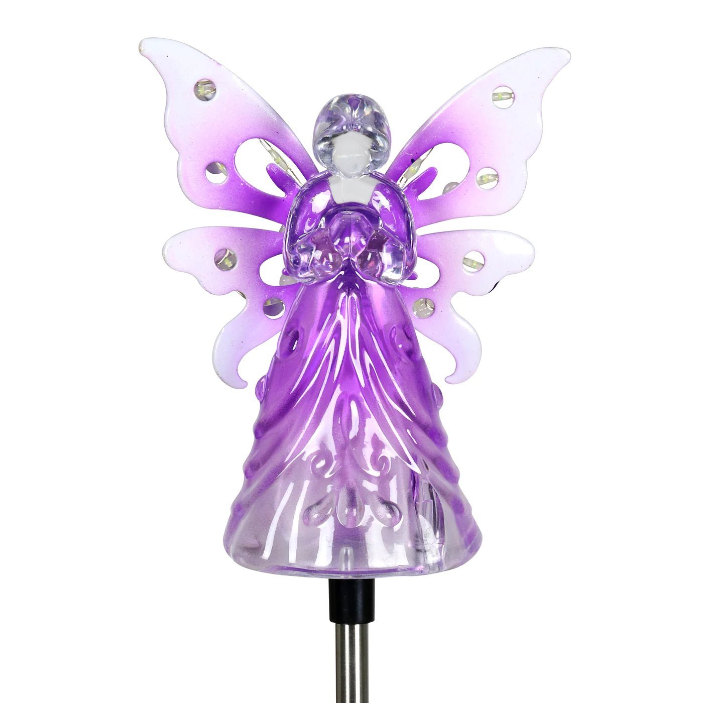 Solar Angel with Wings and Twelve LED lights Metal Garden Stake