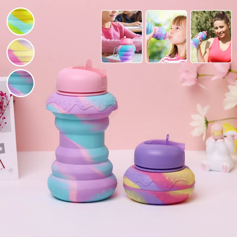 Cute foldable silicone water bottles