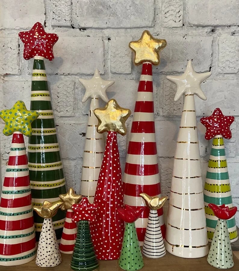 🔥BIG SALE-Fast Shipping🎄Ceramic Christmas Tree,  Small Batch Pottery, Whimsical Christmas, happy art-WowWoot