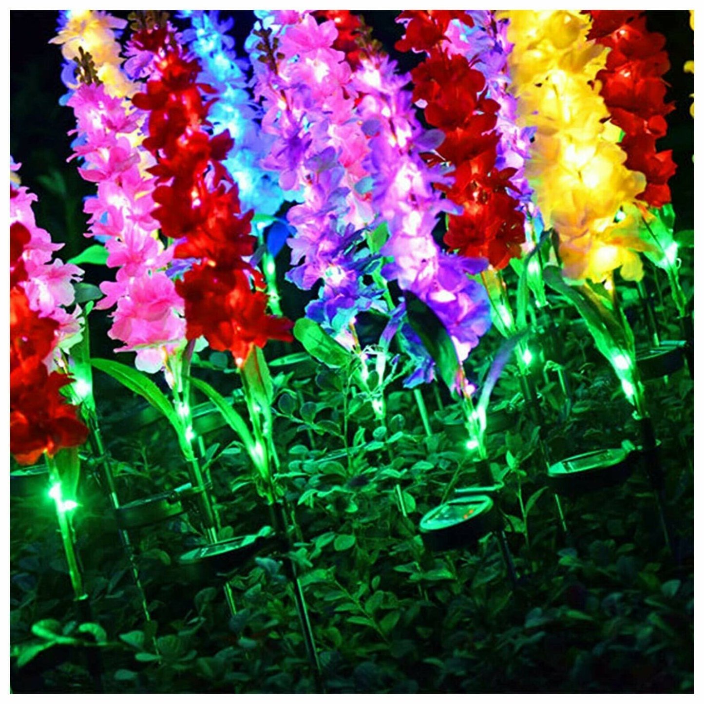 Artificial Violet Solar Garden Stake Lights-WowWoot