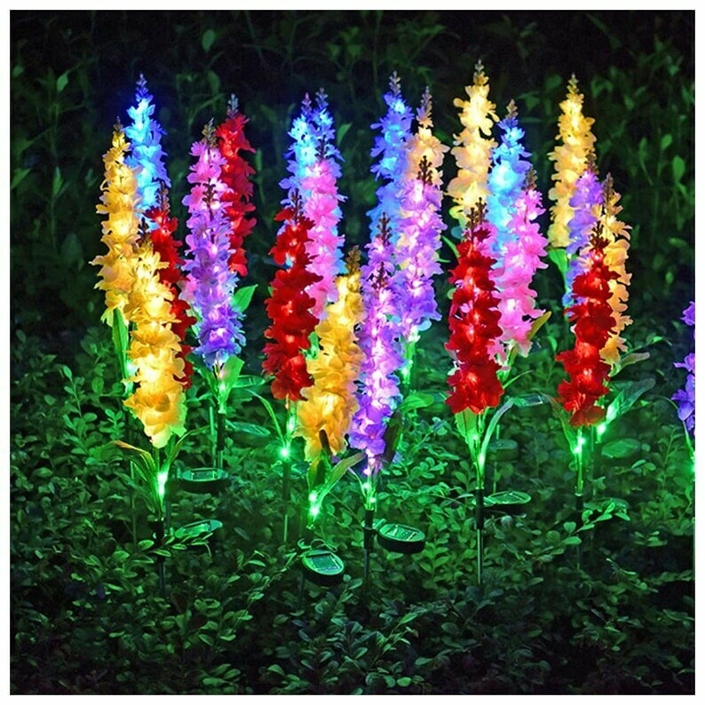 Artificial Violet Solar Garden Stake Lights-WowWoot