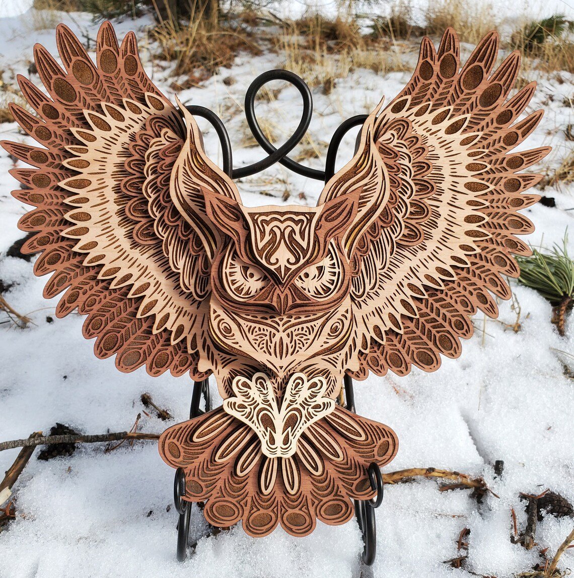 🎁Perfect gift for owl lovers🦉3D Owl wood wall hanging