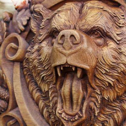 Carved Wood Berserker bears