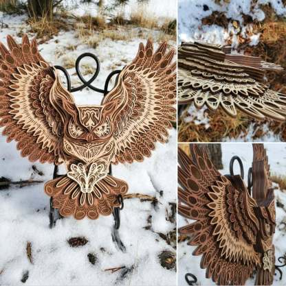 🎁Perfect gift for owl lovers🦉3D Owl wood wall hanging