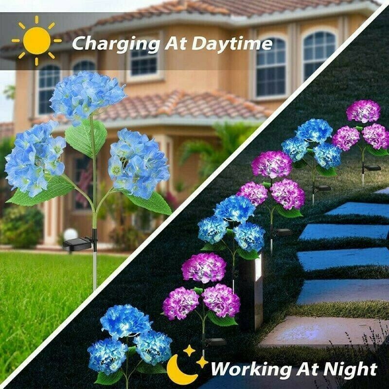 2 Pack Hydrangea Solar Garden Flower Lights-WowWoot