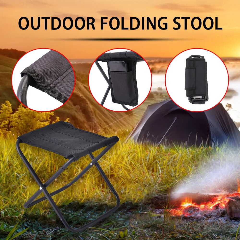 Outdoor Stainless Steel Folding Stool Fishing Stool Oxford Cloth Portable Camping Chair(🔥🔥Upgraded version free shipping🚛🚛)-WowWoot
