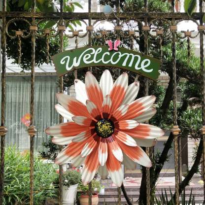🌼Flower Welcome Sign Decorative Vintage Metal Wall Hanging Home Garde