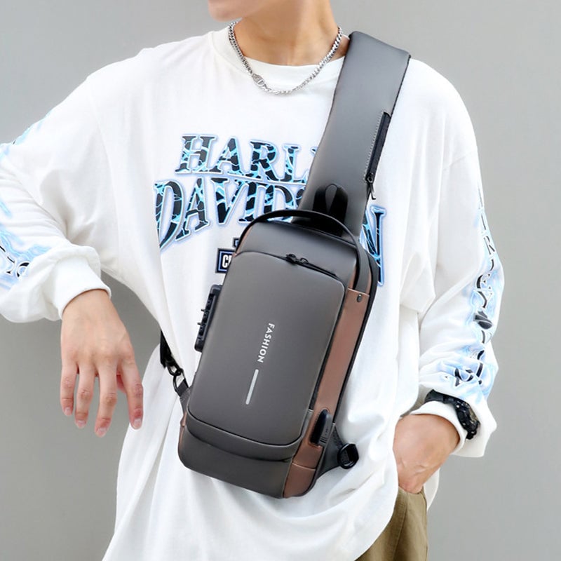 USB charging sports sling anti-theft shoulder bag