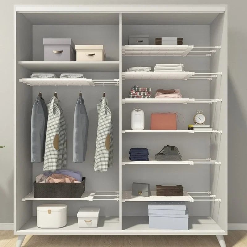 Expandable Closet Tension Shelf Storage Rack for Wardrobe, Kitchen, Bathroom-WowWoot
