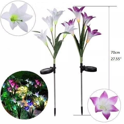 Artificial Waterproof  Lily Solar Garden Stake Lights (1 Pack of 4 Lilies)