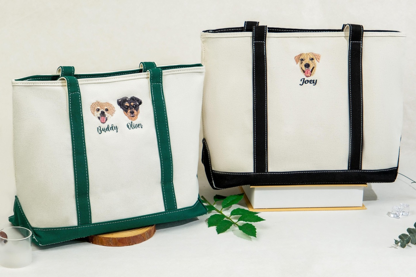 Custom embroidered Pet Bag, Cat Mom Gift,Dog Lover Gifts, Name Tote Bag，Beach Tote Bag