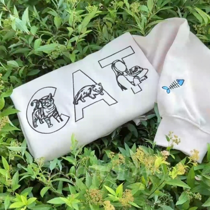 Custom Dog/Cat Ouline Embroidered Sweatshirt With Photo - Pet Memorial Gift, Gift For pet lover