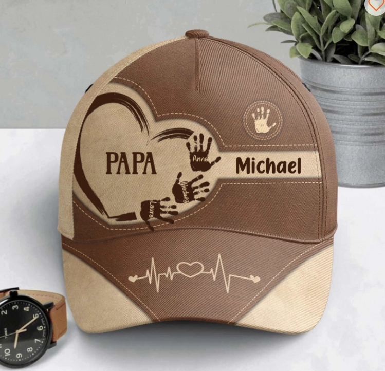 Grandpa Dad Kids Handprints - Personalized Classic Cap