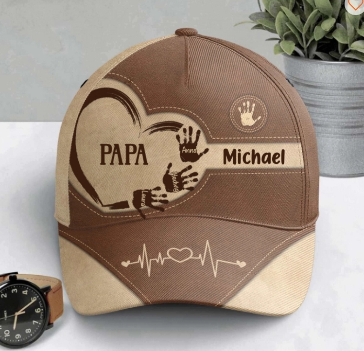 Grandpa Dad Kids Handprints - Personalized Classic Cap