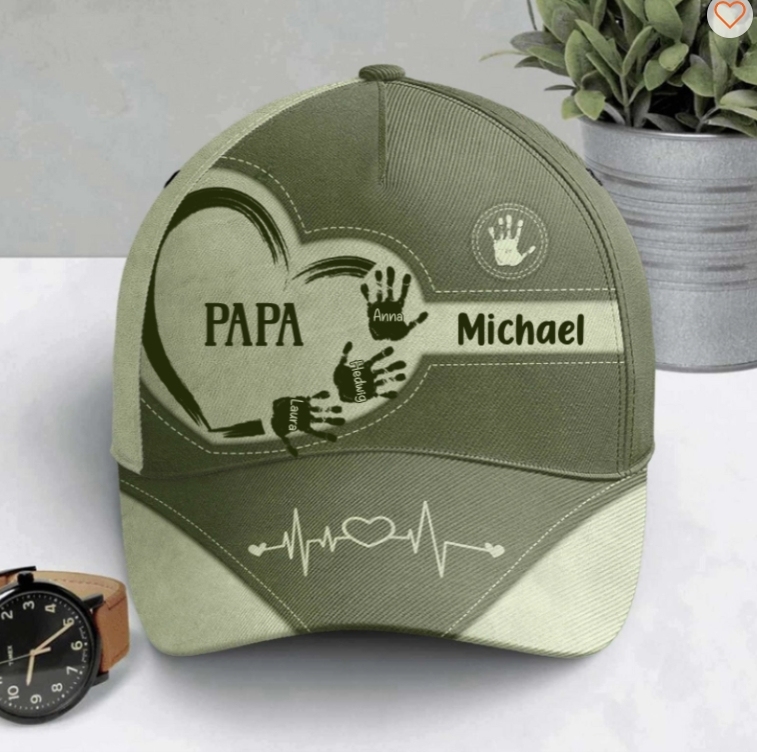 Grandpa Dad Kids Handprints - Personalized Classic Cap