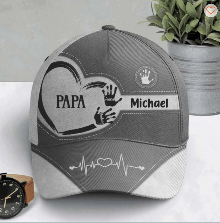 Grandpa Dad Kids Handprints - Personalized Classic Cap