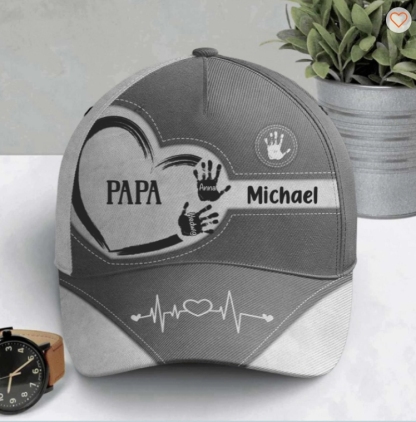 Grandpa Dad Kids Handprints - Personalized Classic Cap